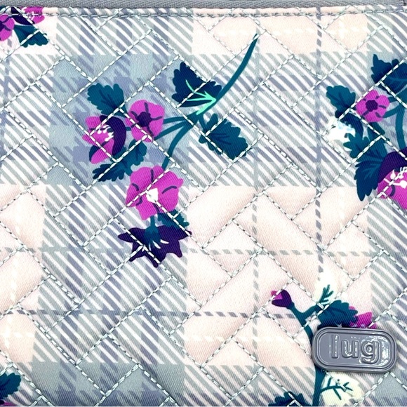 Lug Peekaboo Convertible Wristlet Pouch Plaid Floral Pearl EUC - Picture 5 of 8